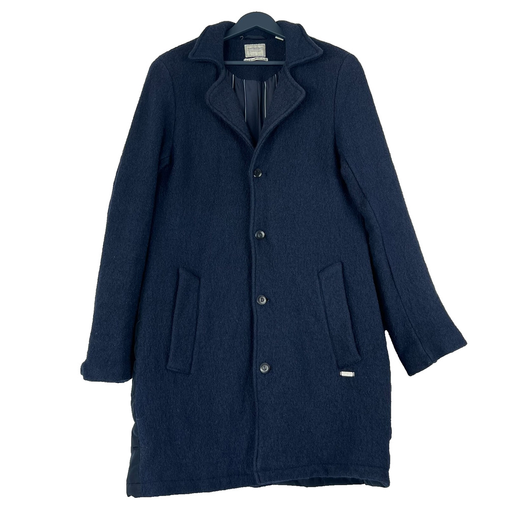 Amsterdam Blauw By Scotch and Soda Mens Topcoat Size M Blue Wool